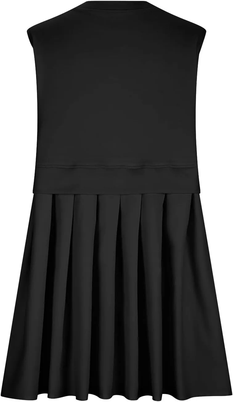 Womens Sleeveless Loose Beach Dress Simple Solid Color Sundresses Casual Crewneck Fashion 2024 Tank Dress