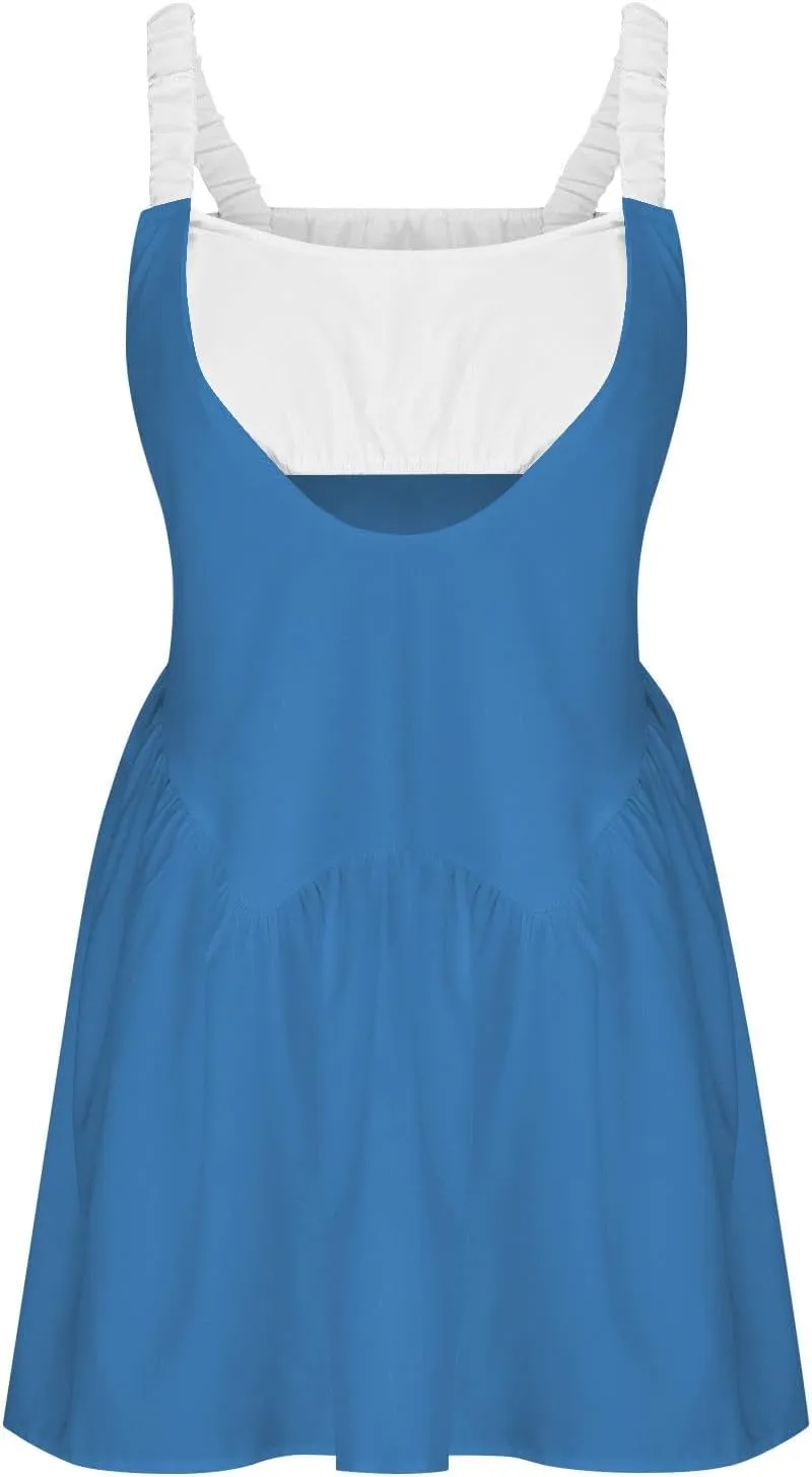 Women's Sleeveless Tennis Dress Summer Dress 2024 Casual Color Block Mini Dress Beach Sundresses