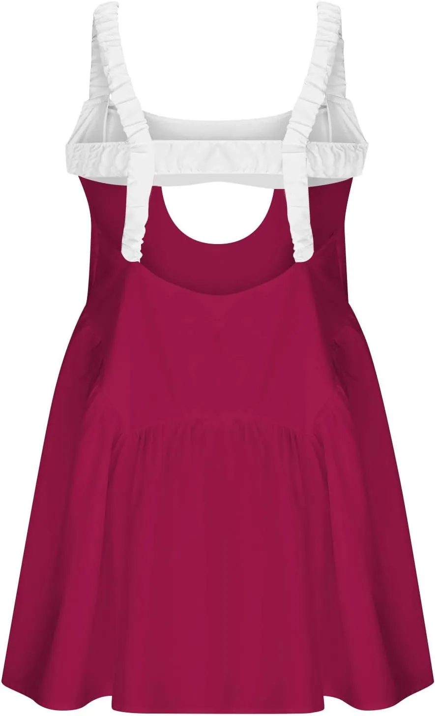 Women's Sleeveless Tennis Dress Summer Dress 2024 Casual Color Block Mini Dress Beach Sundresses