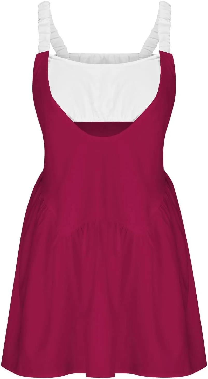 Women's Sleeveless Tennis Dress Summer Dress 2024 Casual Color Block Mini Dress Beach Sundresses