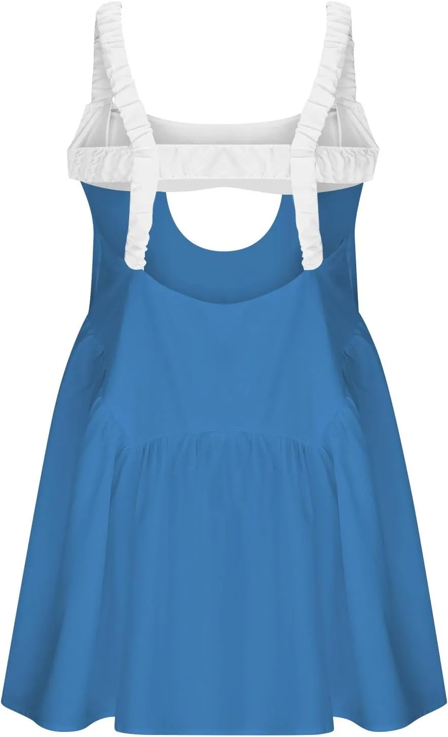 Women's Sleeveless Tennis Dress Summer Dress 2024 Casual Color Block Mini Dress Beach Sundresses