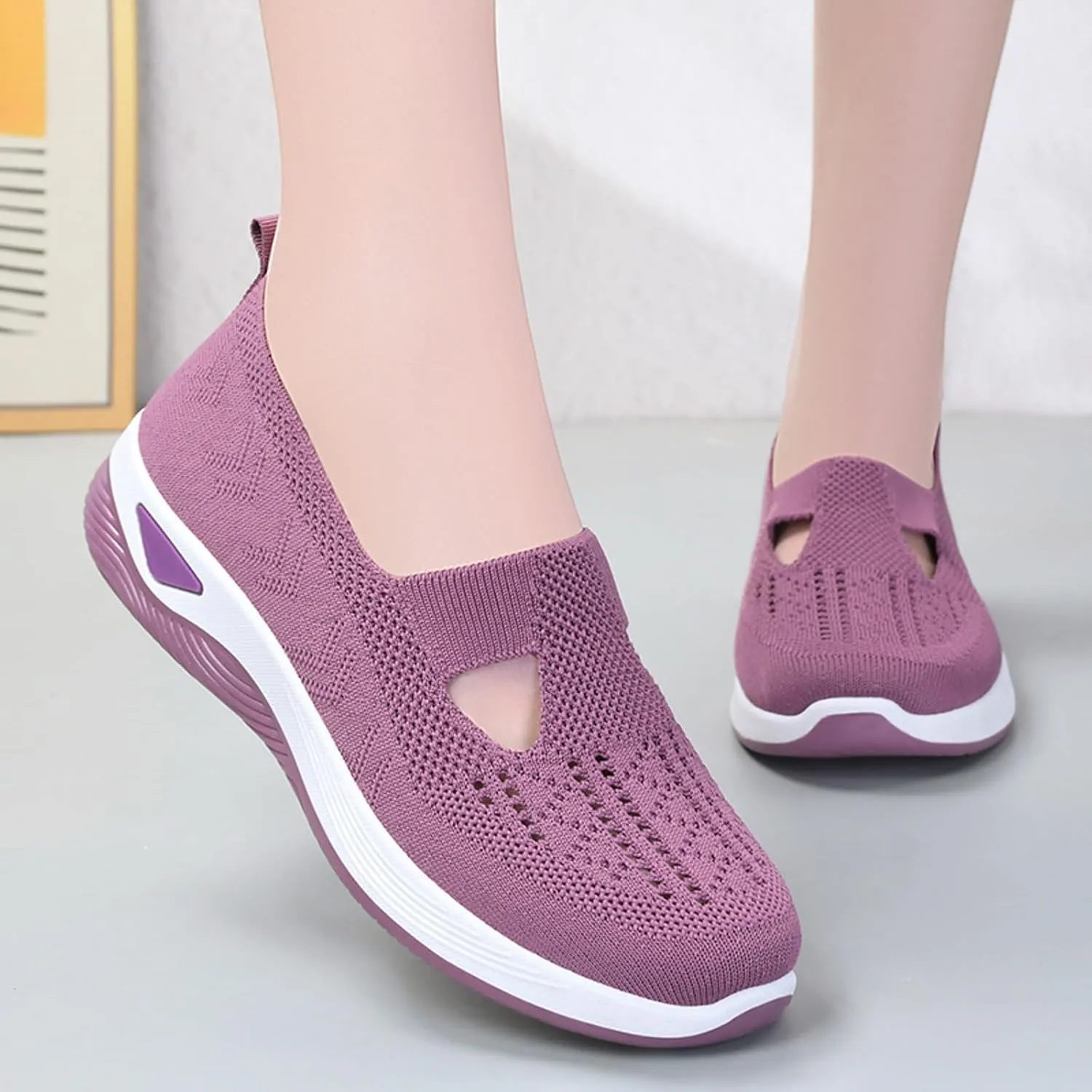 Womens Slip On Sneakers Casual Comfortable Walking Shoes Lightweight Canvas Flats Breathable Mesh Non Slip Loafers