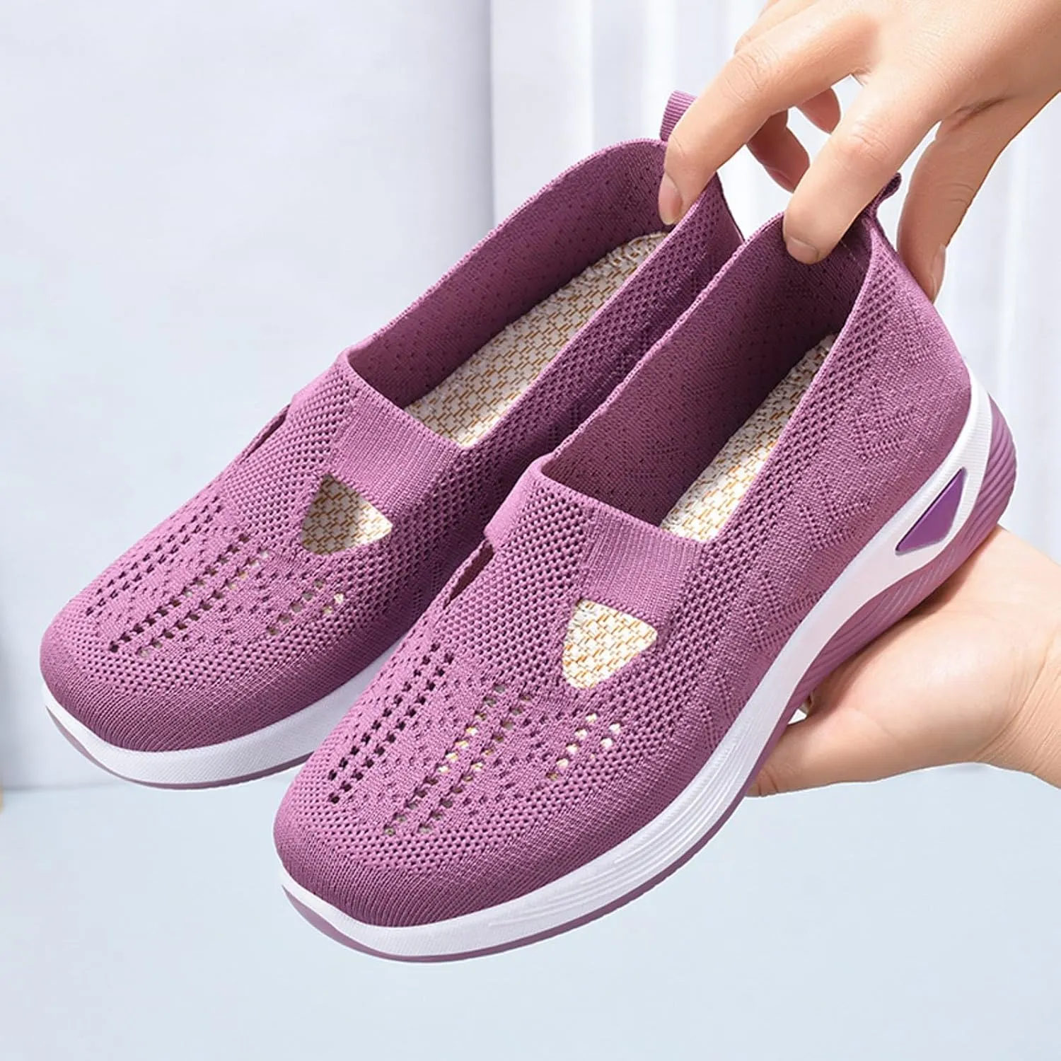 Womens Slip On Sneakers Casual Comfortable Walking Shoes Lightweight Canvas Flats Breathable Mesh Non Slip Loafers