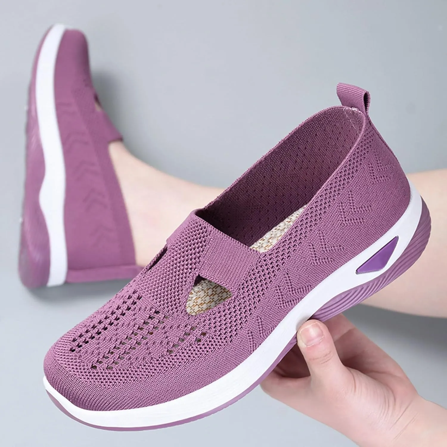 Womens Slip On Sneakers Casual Comfortable Walking Shoes Lightweight Canvas Flats Breathable Mesh Non Slip Loafers