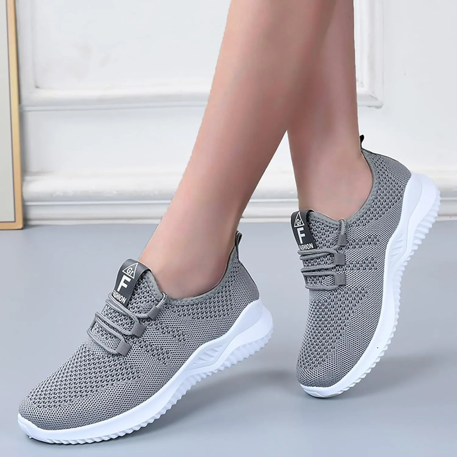 Womens Slip On Walking Shoes Non Slip Running Tennis Shoes Breathable Mesh Sneakers Lightweight Gym Workout Shoe Lace-Up Running Athletic Sneakers for Women