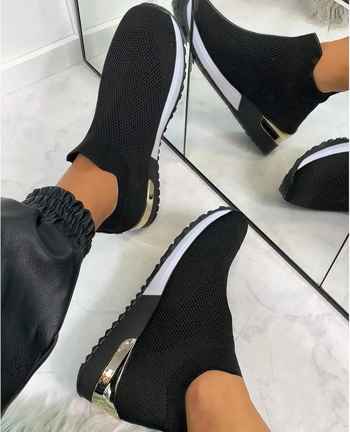 Women's Sneakers Wide Zapatos OrtopDicos para Mujer Antideslizantes Black Shoes Women Sneakers Women's Chunky Sneakers Platform Dad Shoes for Women White Non Slip Shoes for Women Nurse