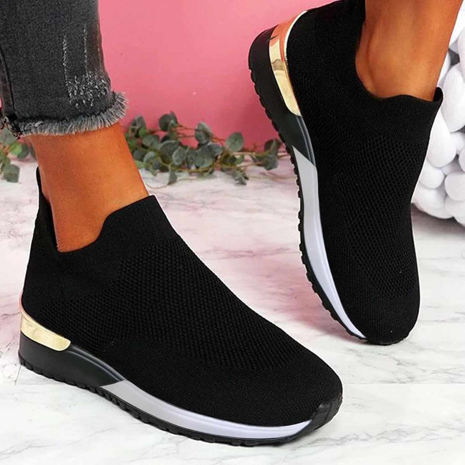 Women's Sneakers Wide Zapatos OrtopDicos para Mujer Antideslizantes Black Shoes Women Sneakers Women's Chunky Sneakers Platform Dad Shoes for Women White Non Slip Shoes for Women Nurse