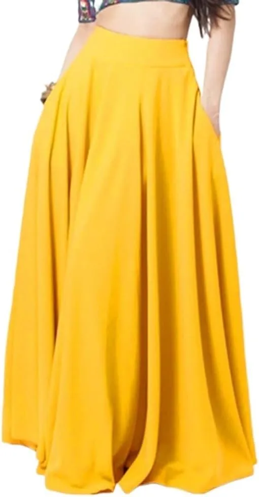 Womens Solid Elegant Ruched Casual a Line Midi Skirt Summer Boho Elastic Waist Flowy Swing Long Beach Skirts