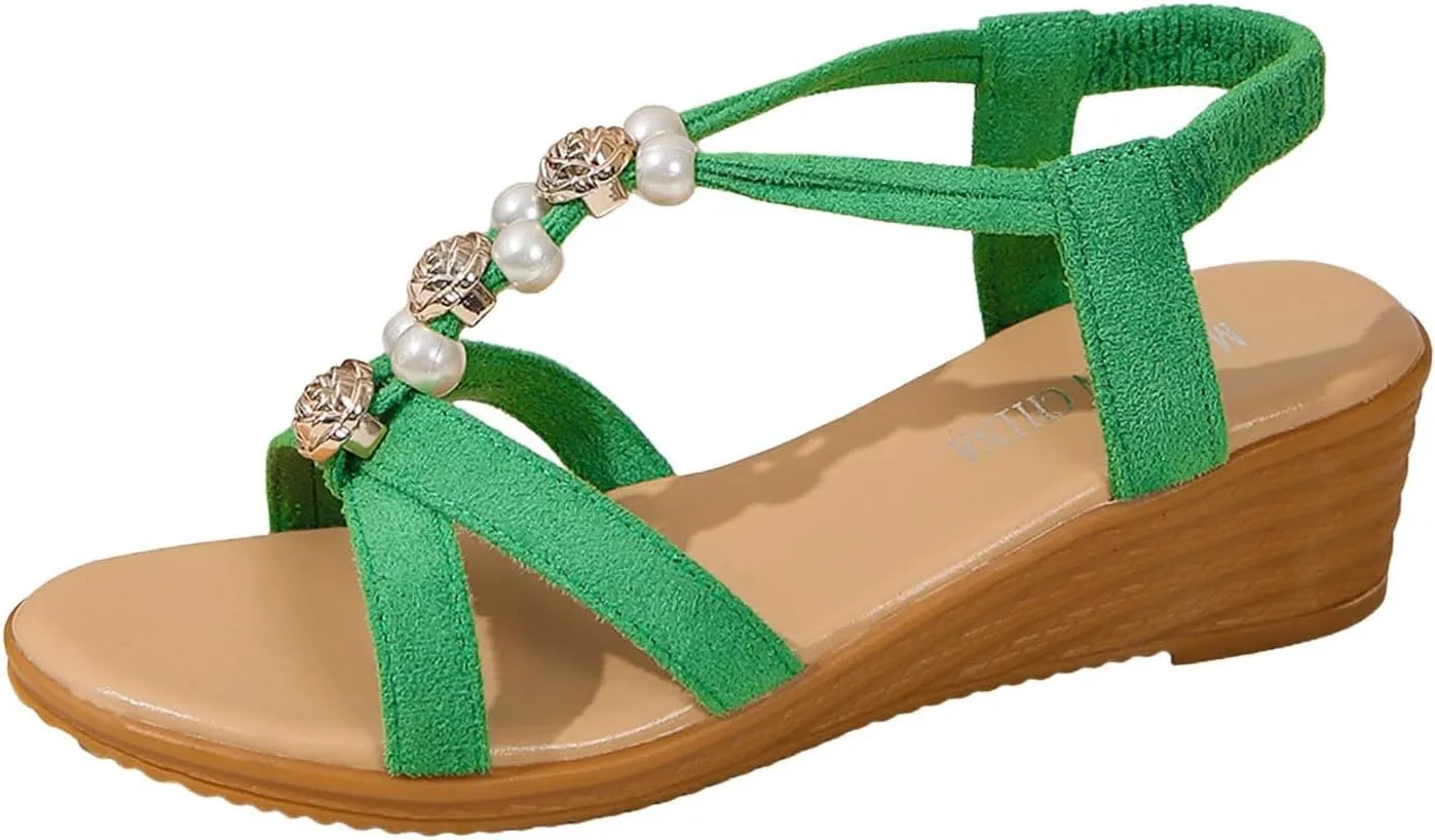 Women's Spring And Summer Wedge Heel Woven Strap Sandals Fashionable And Casual Outer Wear Summer Shoes Wedge Sandal