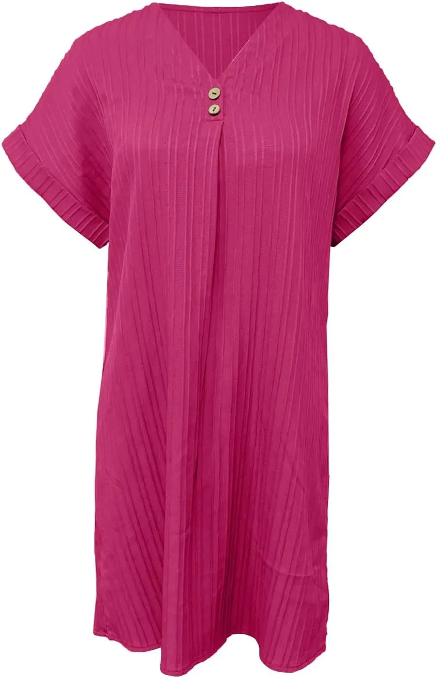Womens Striped Summer Dresses 2025 Button V Neck Cap Sleeve Color Block Casual A Line Tshirt Dress with Pockets