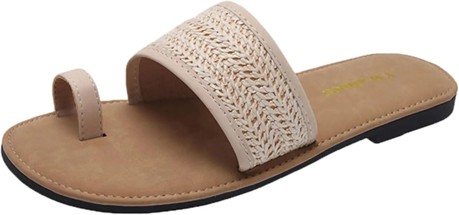 Women's Summer Comfy Plantar Fasciitis Orthotic Sandals,Casual Arch Support Beach Flip Flops,Stylish Bohemia Ring Toe Bunion Slippers