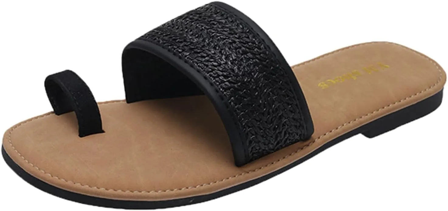 Women's Summer Comfy Plantar Fasciitis Orthotic Sandals,Casual Arch Support Beach Flip Flops,Stylish Bohemia Ring Toe Bunion Slippers