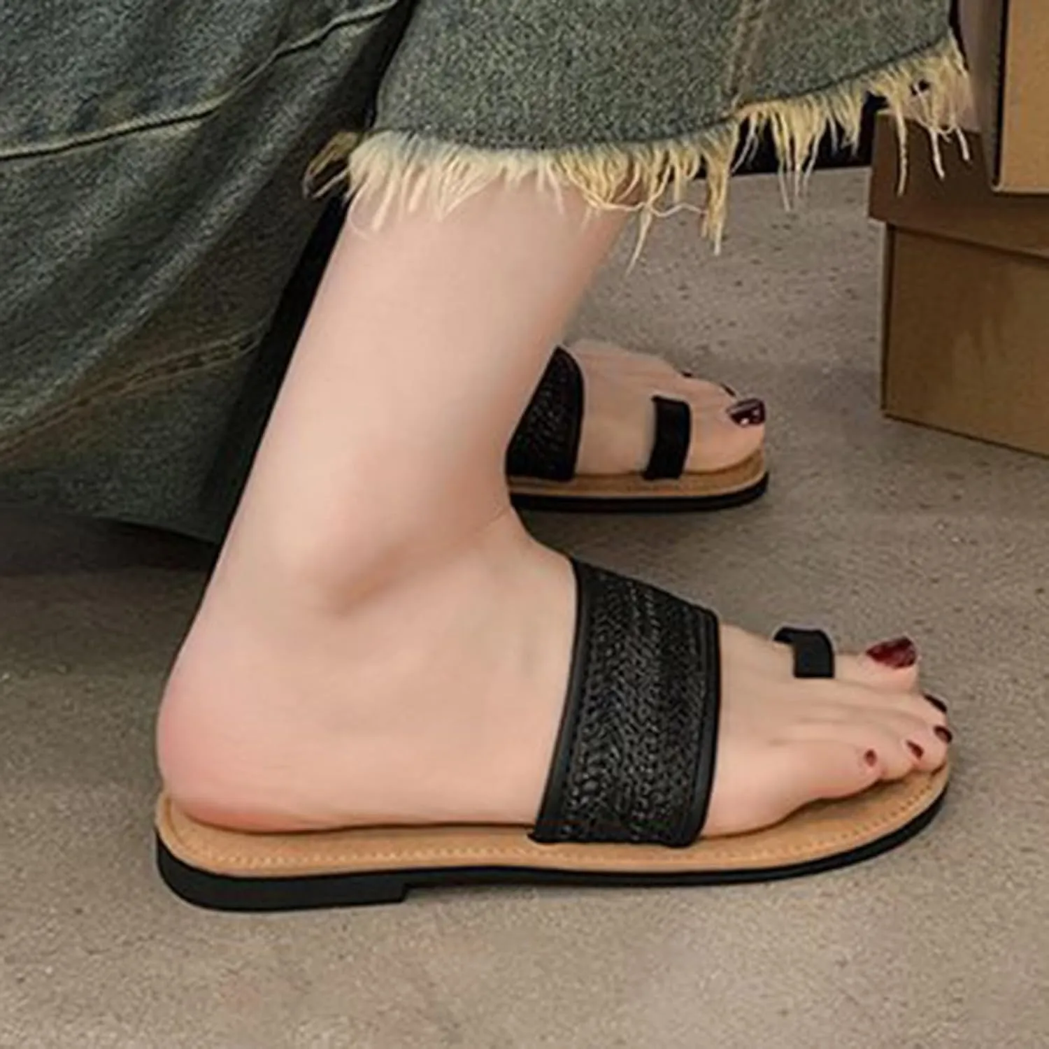 Women's Summer Comfy Plantar Fasciitis Orthotic Sandals,Casual Arch Support Beach Flip Flops,Stylish Bohemia Ring Toe Bunion Slippers