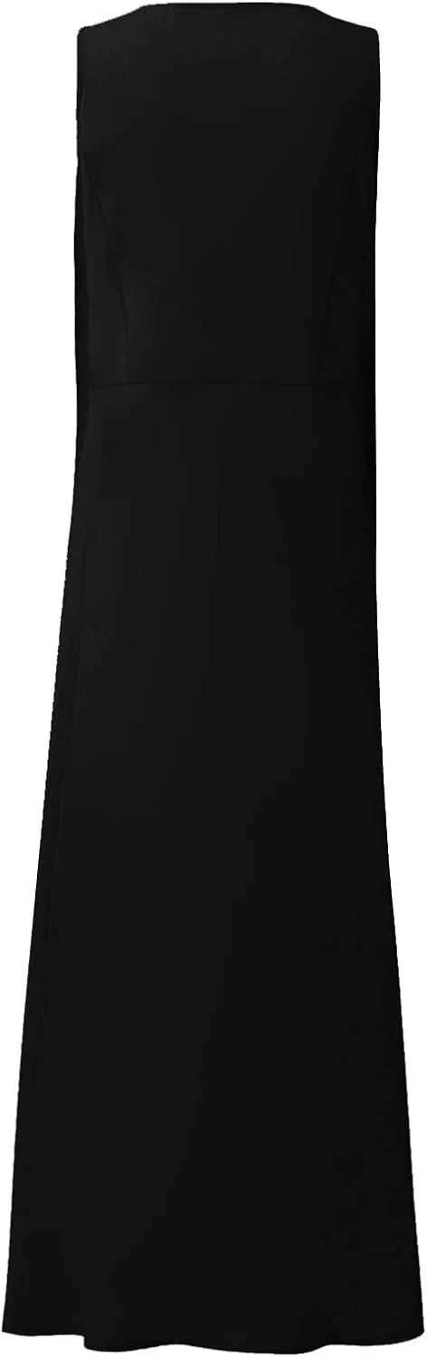 Women's Summer Cotton Linen Dress Sleeveless Elegant Flowy Dresses 2025 Plus Size Loose Comfy Dress with Pockets