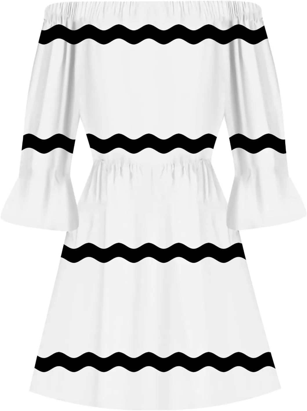 Womens Summer Dresses 2024 Off Shoulder Ruffle Long Sleeve Dress Boho Floral Mini Dress Strapless Short Dress