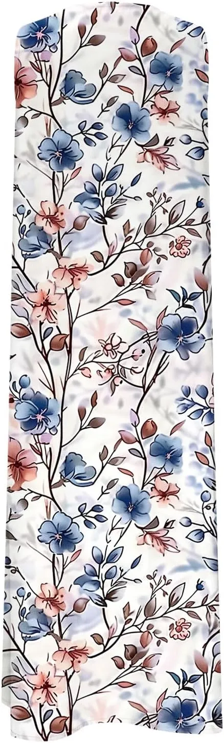 Women's Summer Maxi Dress Vintage Floral Print Graphic Long Dresses V Neck Sleeveless Flowy Swing Casual Beach Dress