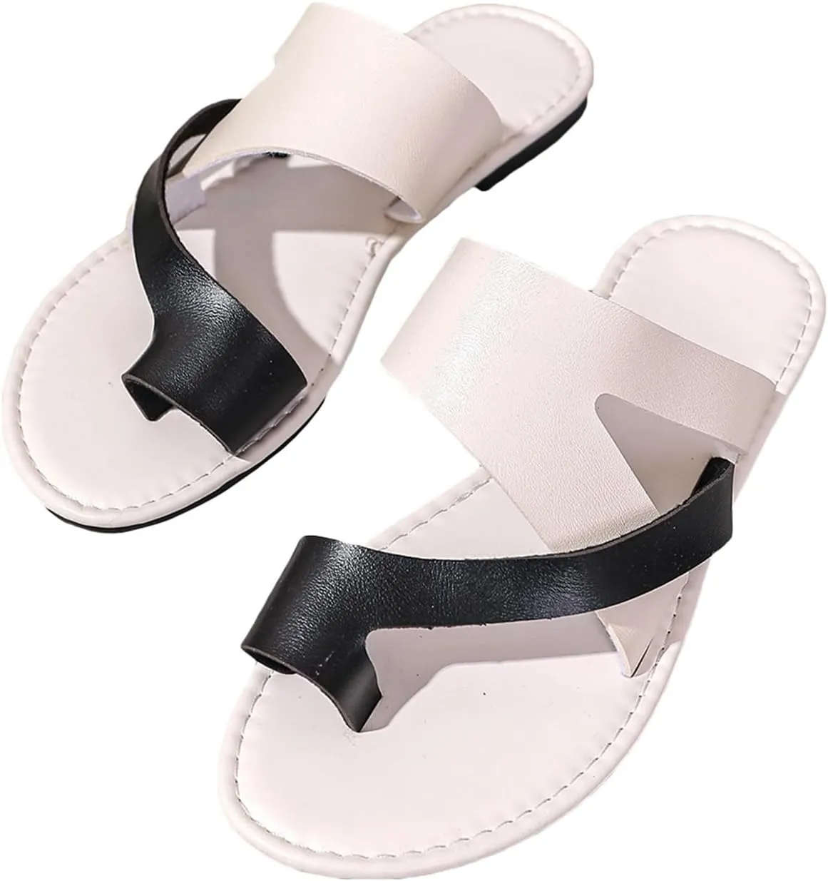 Women's Summer Orthopedic Corrector Slippers,Elegant Ring Toe Bunion Walking Sandals,Slip On Flat Plantar Fasciitis Flip Flops