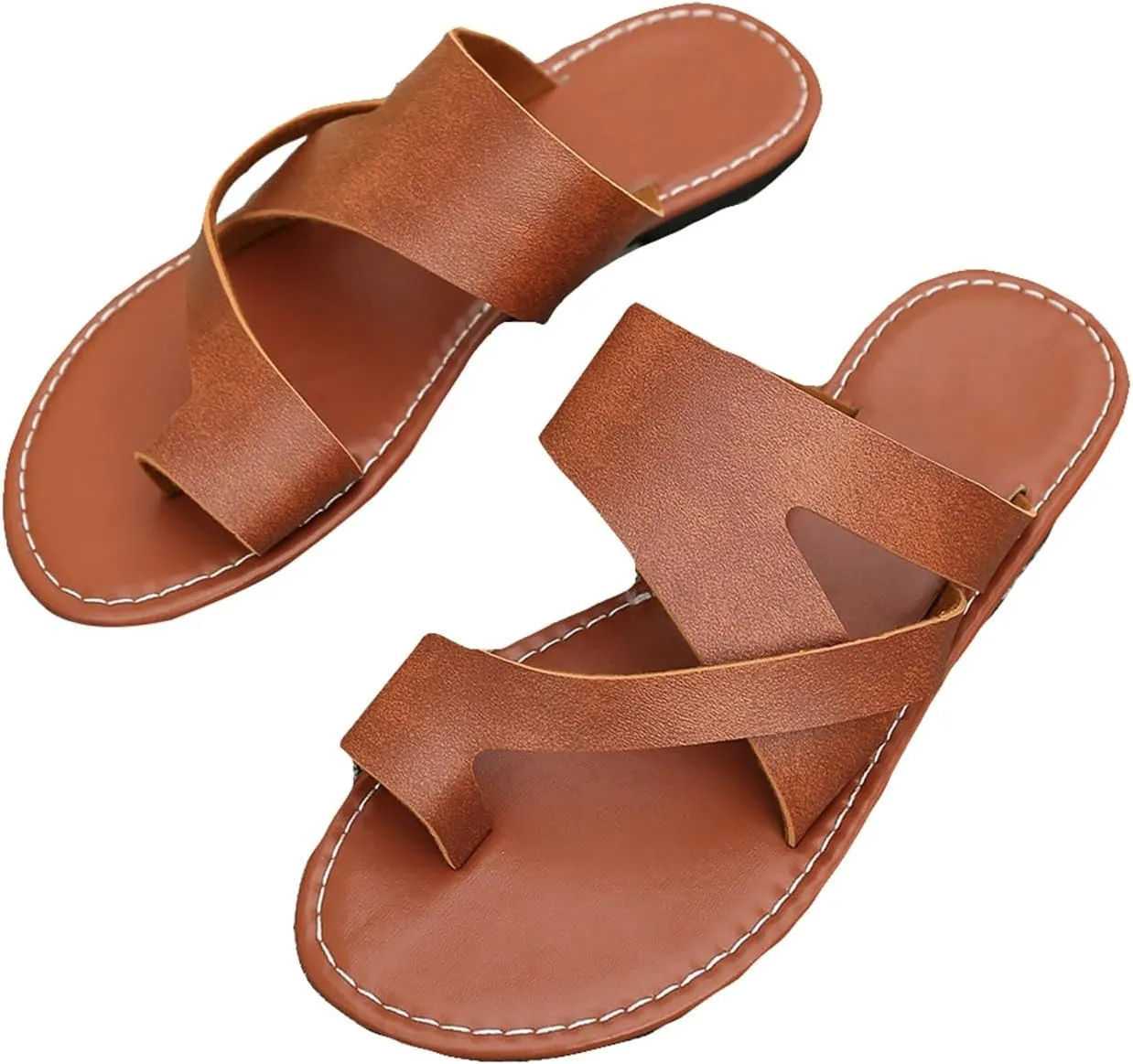 Women's Summer Orthopedic Corrector Slippers,Elegant Ring Toe Bunion Walking Sandals,Slip On Flat Plantar Fasciitis Flip Flops