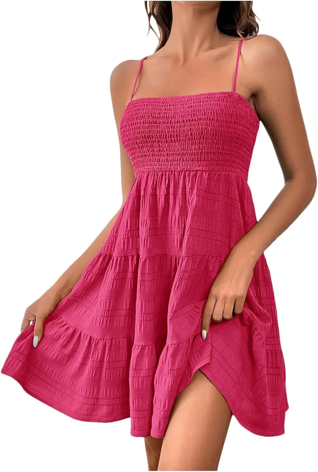 Women's Summer Split Thigh Spaghetti Strap Cami Midi Floral Dress High Waist Spaghetti Strap Pencil Dresses Cami Mini Dress