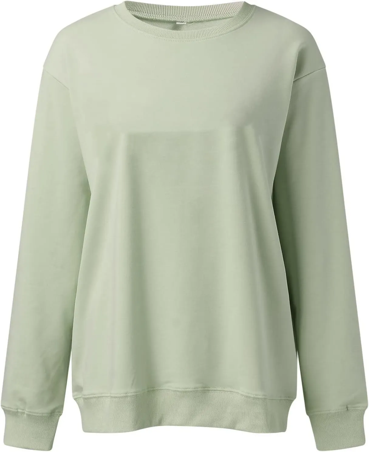 Womens Sweatshirt Plus Size Workout Solid Color Tops Casual Long Sleeve Shirts Fall Crewneck Clothes 2024