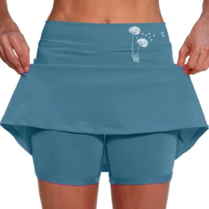 Womens Tennim Shirt Tummy Control Double Layer High Waisted Skorts Stretchy Baggy Breathable Comfy Skirts with Pckets