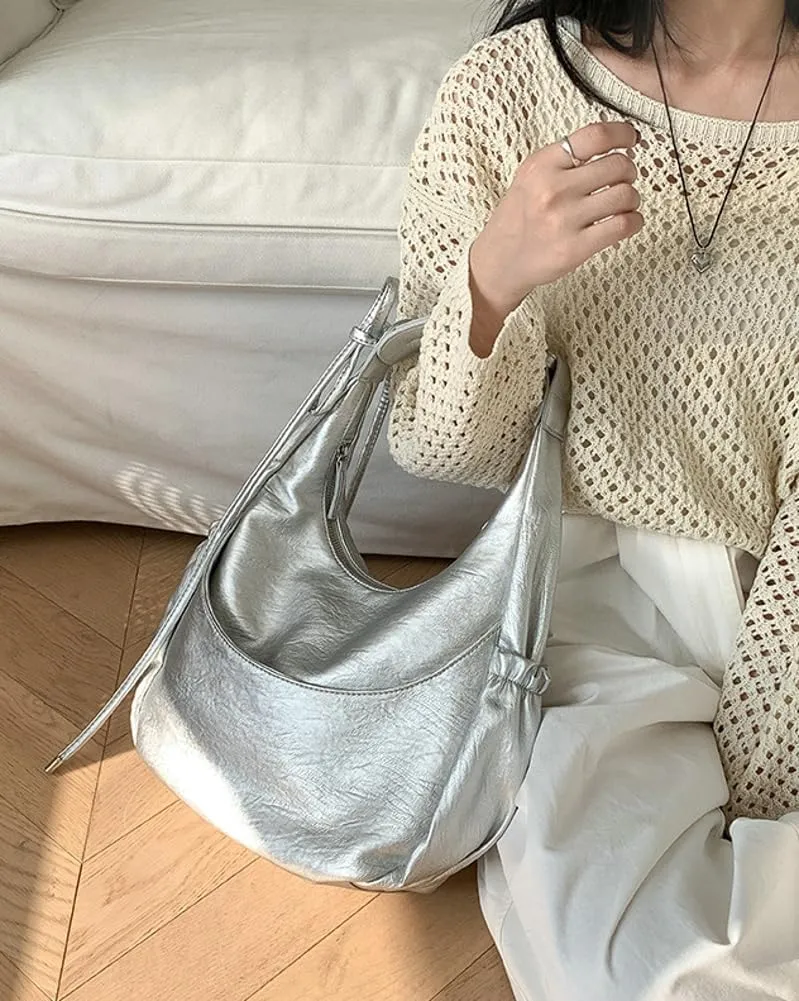 Womens Trendy Shoulder Bags Large Top Handle Satchel Dumpling Handbags Vegan Leather Y2k Crossbody Tote Purses