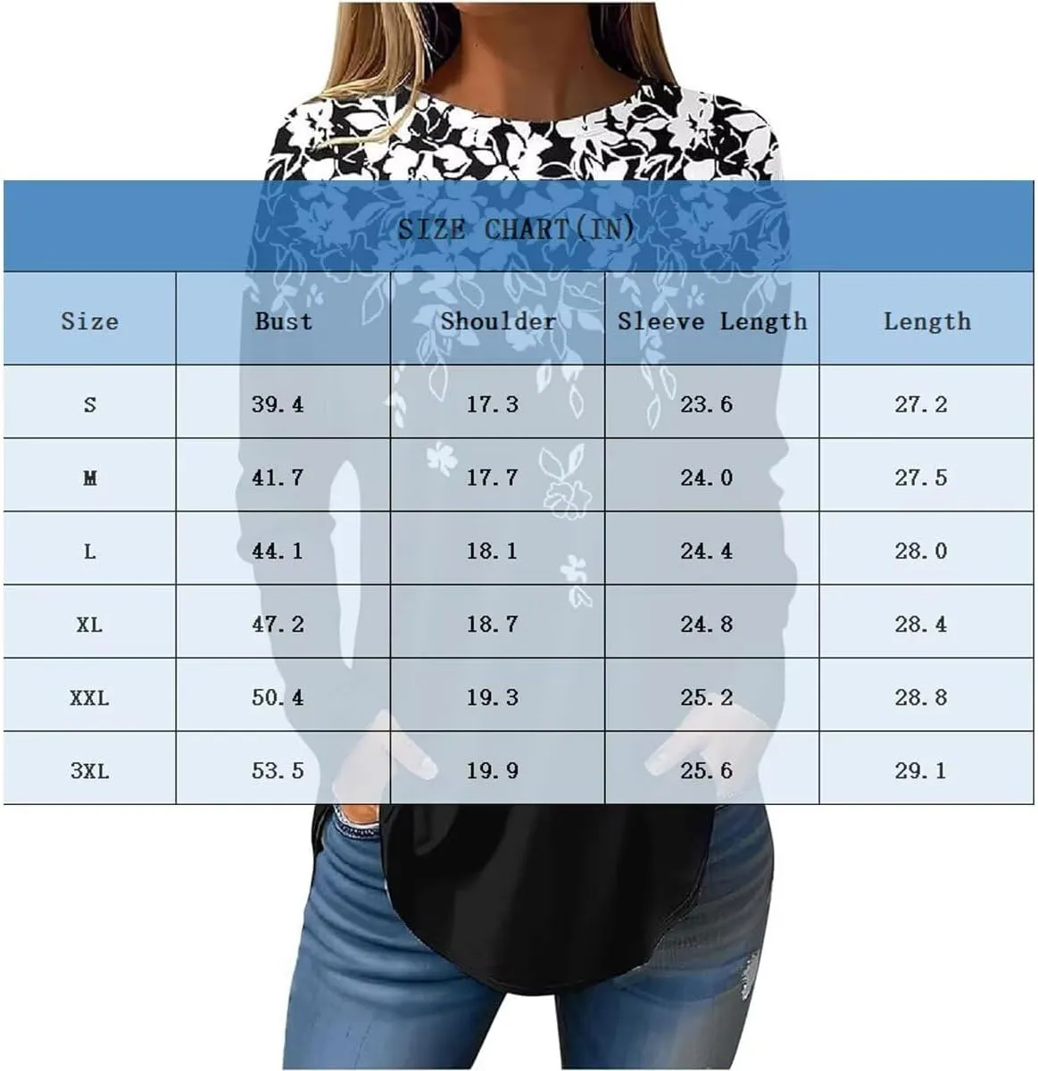 Womens Tunic Shirts Loose Fit Bohemian Floral Print T Shirts Crew Neck Pullover Casual Long Sleeve Tops for Leggings