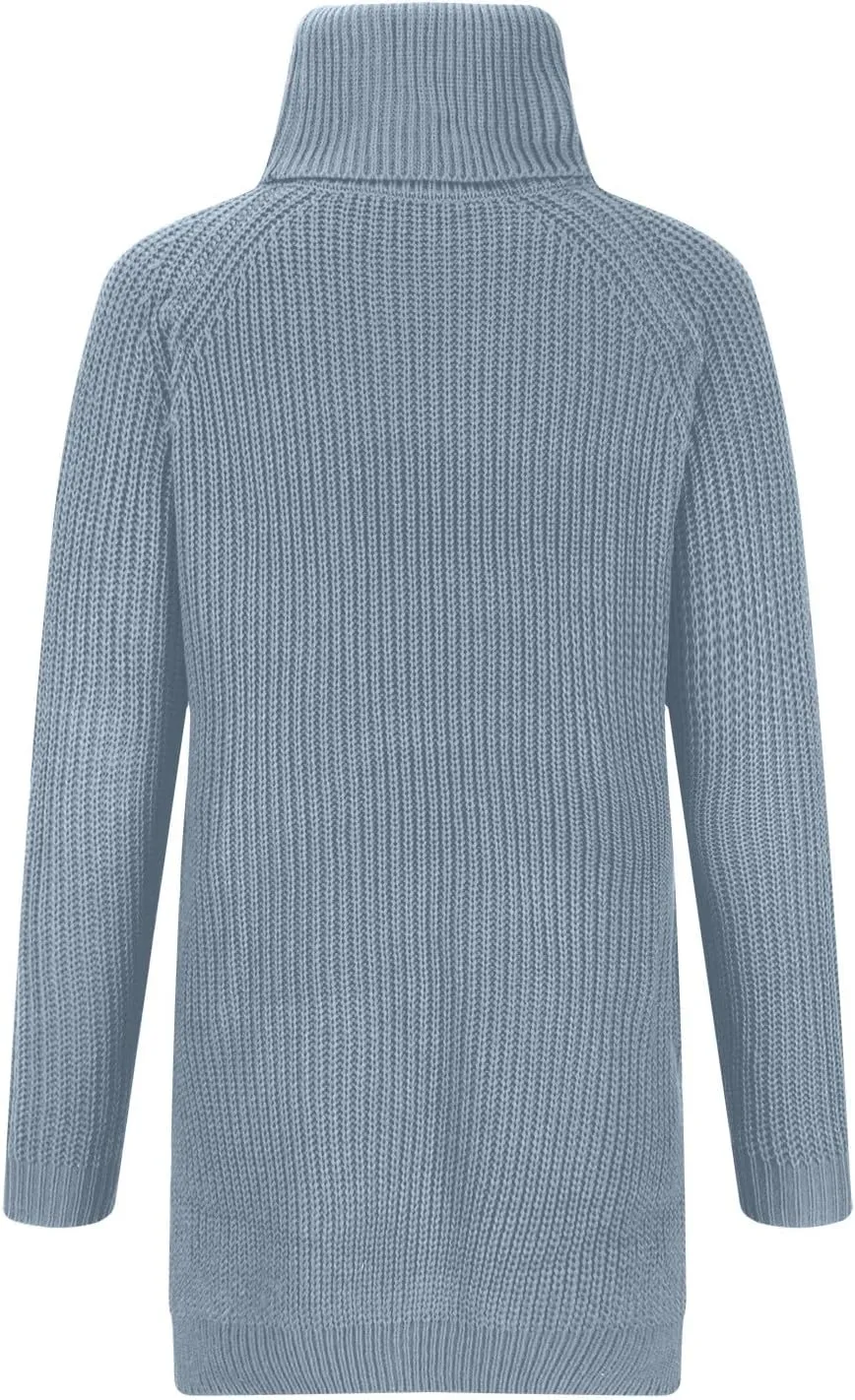 Women's Turtleneck Sweaters Slouchy Knit Chunky Sweater Fall Winter Fashion Cable Weaving Long Sleeve Pullover