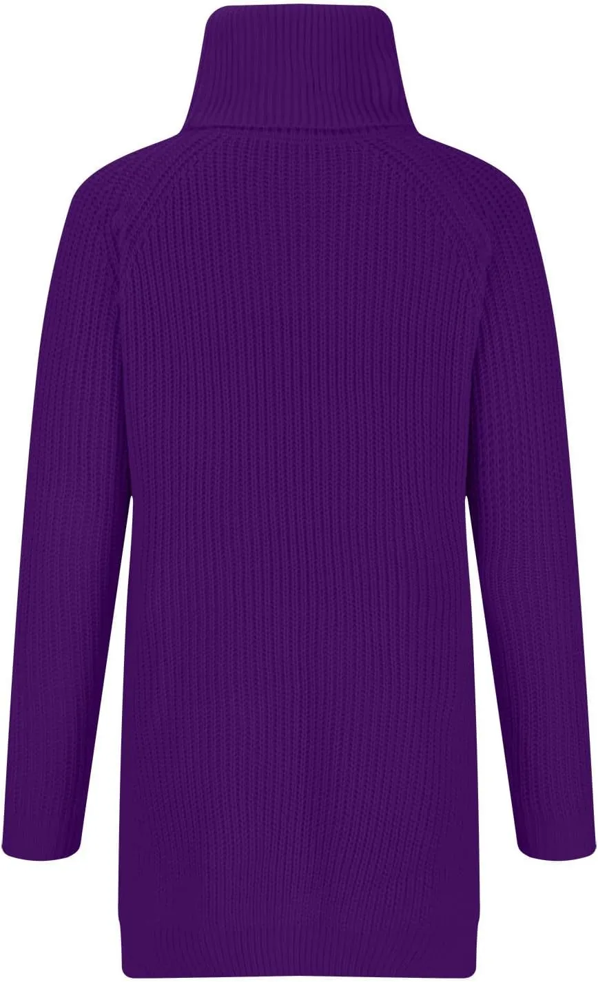 Women's Turtleneck Sweaters Slouchy Knit Chunky Sweater Fall Winter Fashion Cable Weaving Long Sleeve Pullover