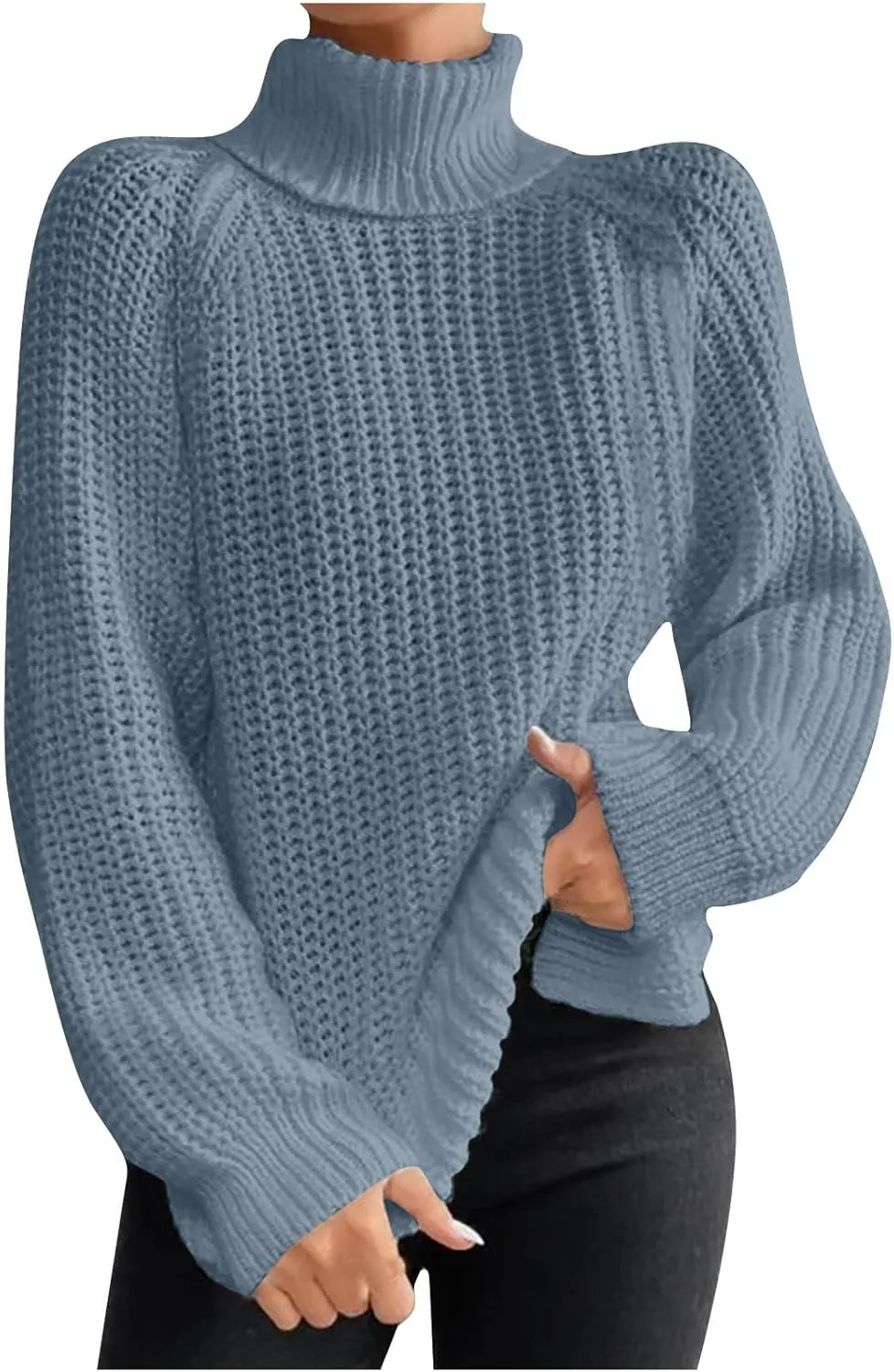 Women's Turtleneck Sweaters Slouchy Knit Chunky Sweater Fall Winter Fashion Cable Weaving Long Sleeve Pullover