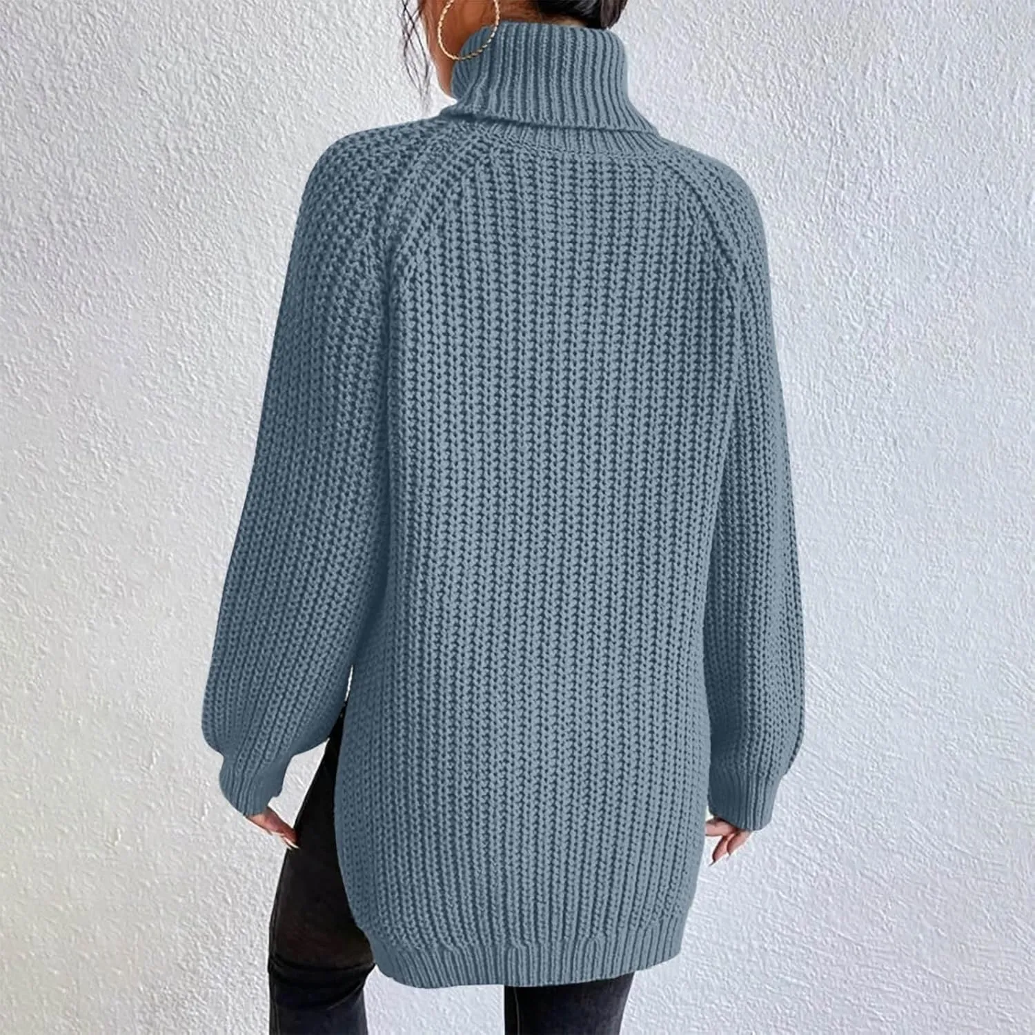 Women's Turtleneck Sweaters Slouchy Knit Chunky Sweater Fall Winter Fashion Cable Weaving Long Sleeve Pullover