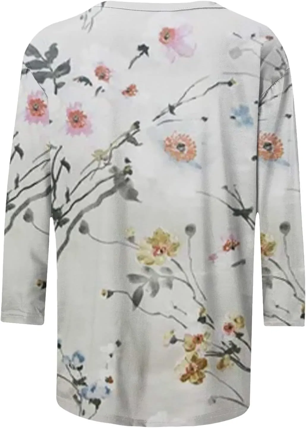 Womens Vintage Print Summer Blouses Elbow Length Casual Tops 3/4 Sleeve Tshirts Shirts Loose Fit Ladies Clothing 2024