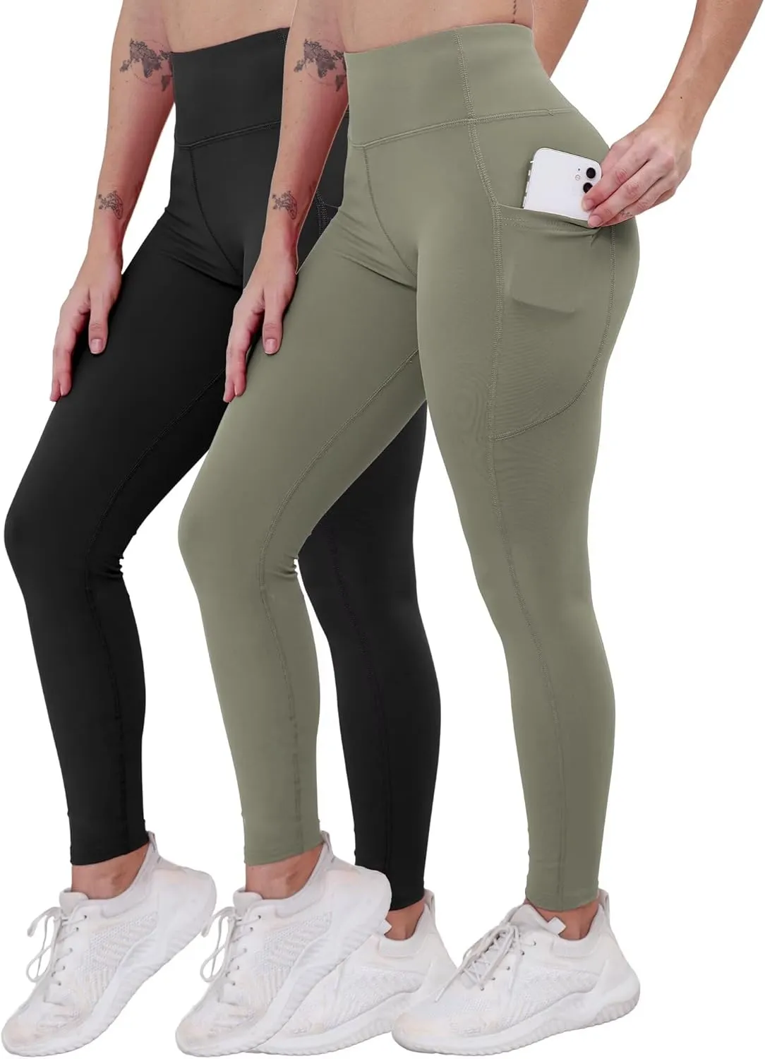 Workout Leggings with Pockets for Women Buttery Soft Elastic Compression Leggings High Waist Running Yoga Pants