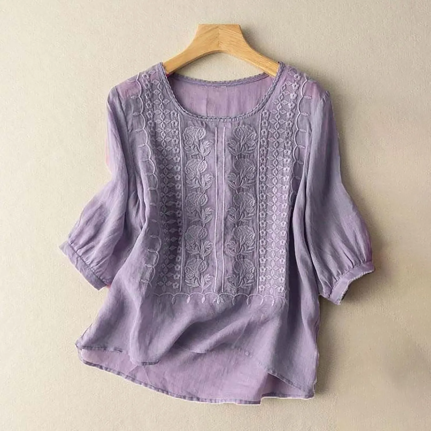 Workout Tops for Women Plus Size Oversized Crew Neck Linen Tops for Women Short Sleeve Cotton Blend Tee Shirts