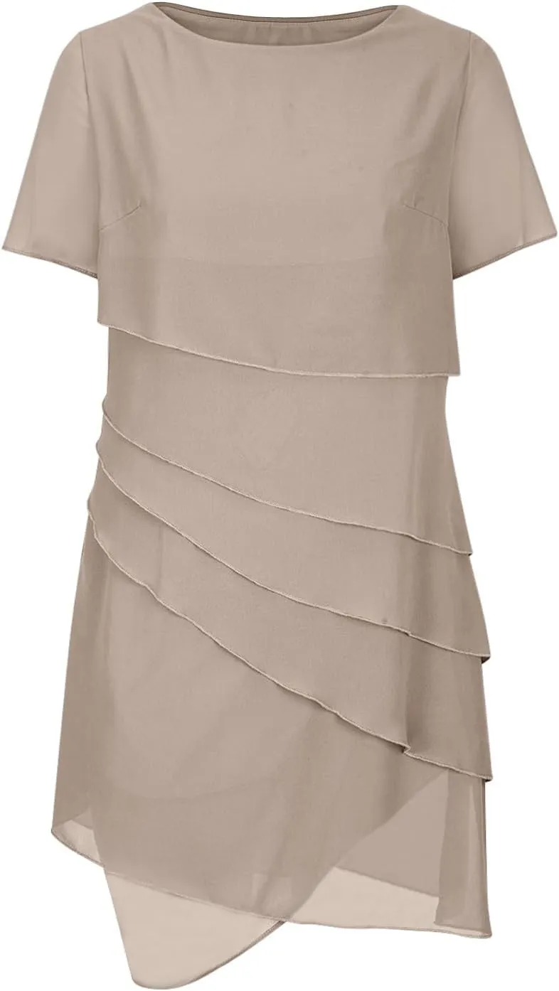 XUNRYAN Women's Formal Chiffon Dress Wedding Guest Wrap Dresses Tiered Bodycon Pencil Dress Evening Party Ball Gown Outfit