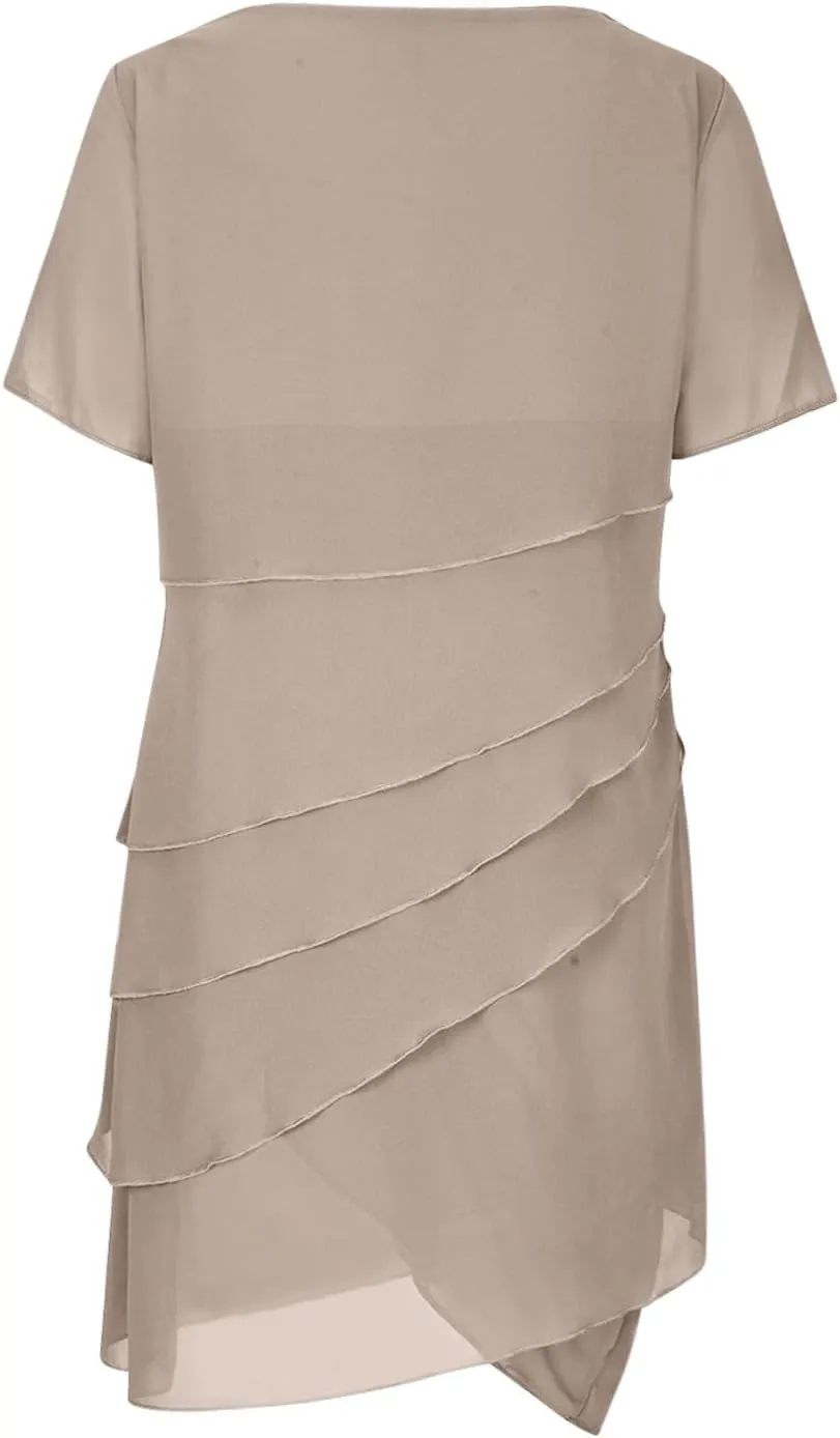 XUNRYAN Women's Formal Chiffon Dress Wedding Guest Wrap Dresses Tiered Bodycon Pencil Dress Evening Party Ball Gown Outfit
