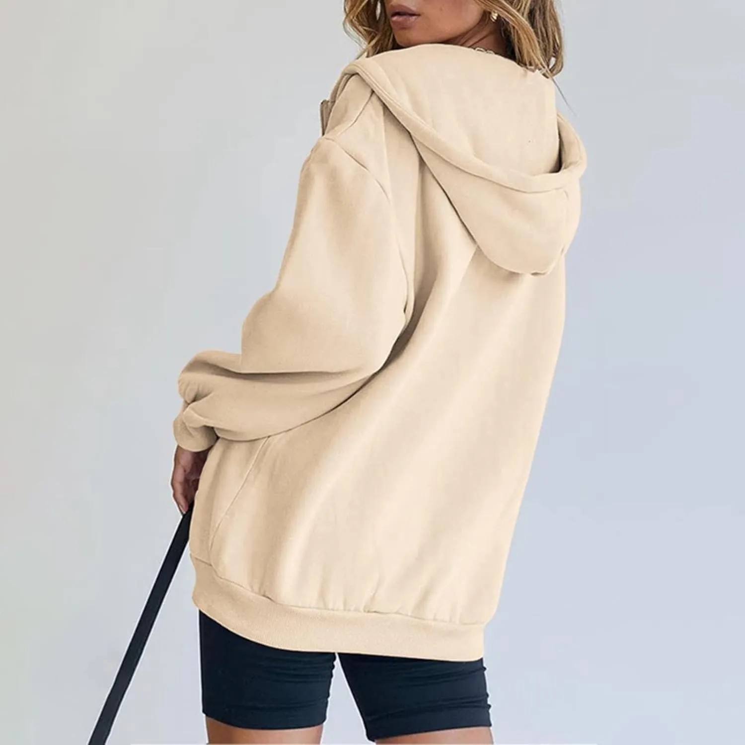 Zip Up Hoodie Women Y2K Long Sleeve Oversized Sweatshirts Lightweight Fleece Jacket Cute 2024 Fall Fashion Clothes