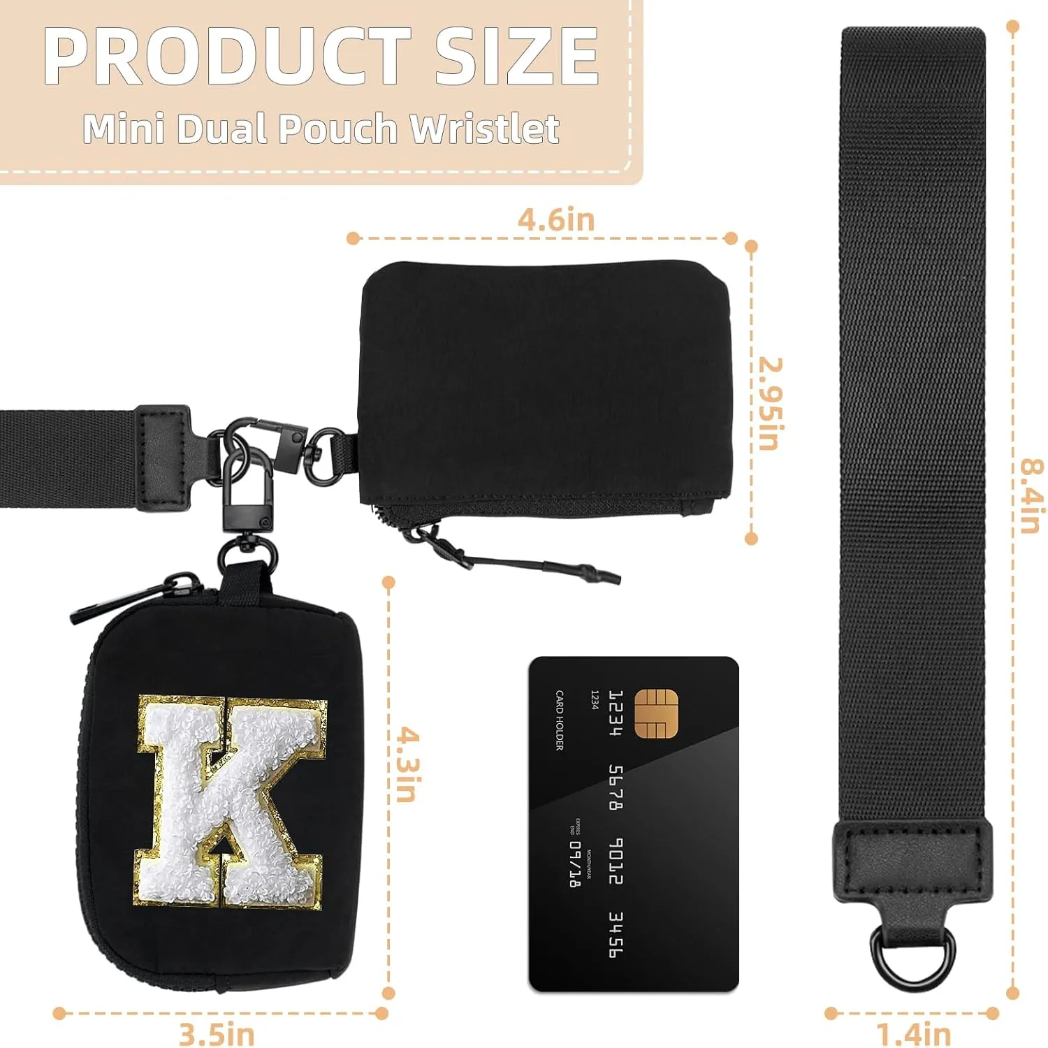 Zoppen Wristlet Wallets for Women Keychain Dual Pouch Purse Mini Small Zip Around Coin Bag Card Holder with Strap