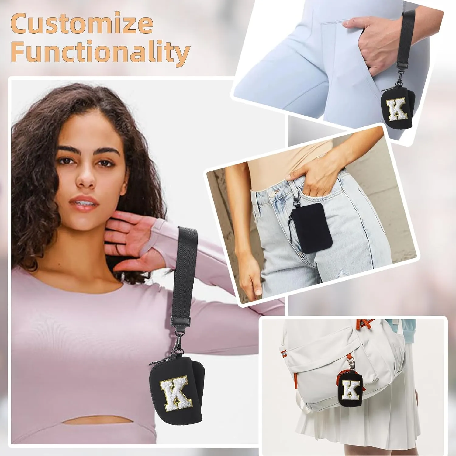 Zoppen Wristlet Wallets for Women Keychain Dual Pouch Purse Mini Small Zip Around Coin Bag Card Holder with Strap